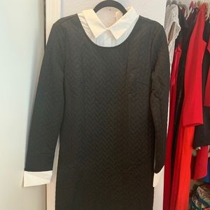 Shein black collared texture dress